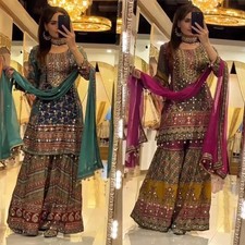SALWAR KAMEEZ PAKISTANI INDIAN WEDDING PARTY WEAR BOLLYWOOD SUIT SHARARA PLAZZO
