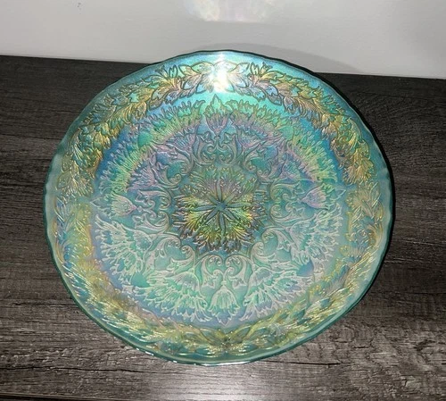 Fenton Persian Medallion Carnival Glass Bowl Iridescent Vintage 13” Across