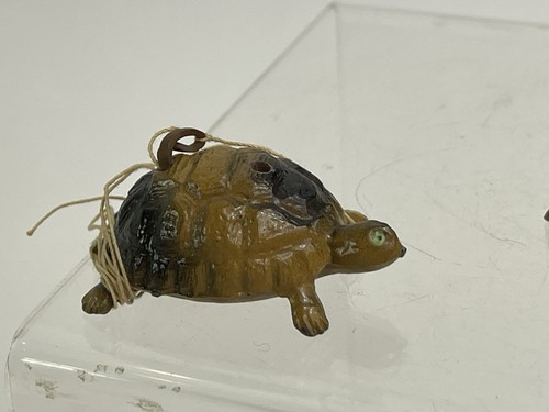 Tortoise Ride By Barrett And Son W/Girl & Original String X2 ! Pre War Metal ZOO - Picture 5 of 9