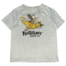 Vtg 90s Youth Flintstones Bam Bam Cartoon Custer, SD Gray T Shirt Small