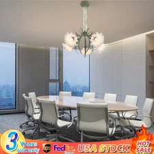 60W Green Flower Design Chandelier Adjustable Height Ceiling Mount Chandelier