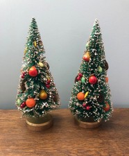 Vintage Christmas 2 Bottle Brush Trees W/ Fru...