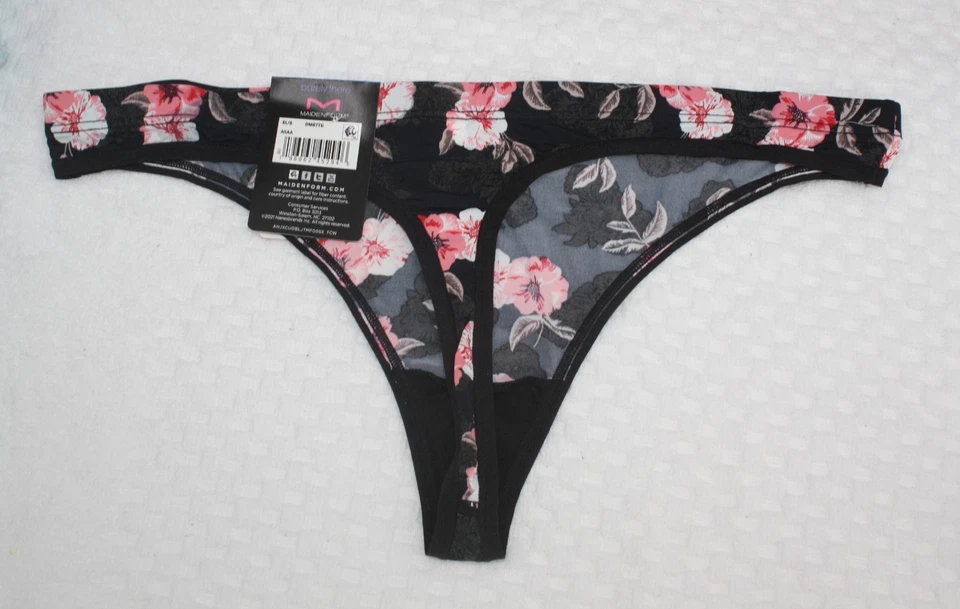NWT set of 3 BARELY THERE invisible look THONG BLACK RED FLORAL 8/XL - Image 4 of 4