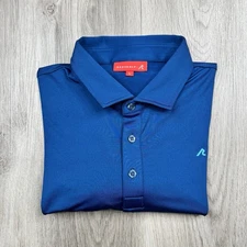 Redvanly Golf Polo Shirt Men’s Sz Large Two Tone Blue Bass Rocks Golf Club Logo