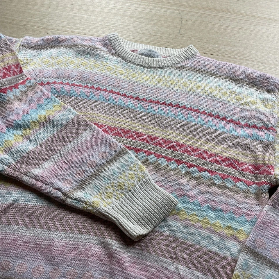 Suéter Lord & Taylor Vintage Fair Isle L Mujer Pastel Hada Kei Kawaii Años 90 Foto 3 de 4