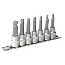 Image of Sealey Hex Ball-End Socket Bit Set 7pc Metric 3/8"Sq Drive 62mm AK621