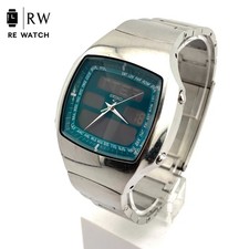 Seiko Digital Wristwatch Blue Steel Used Waterproof 38mm From Japan