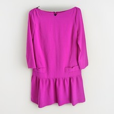 Victoria Beckham for Target Pink Ruffle Hem Dress XS Long Sleeve Drop Waist
