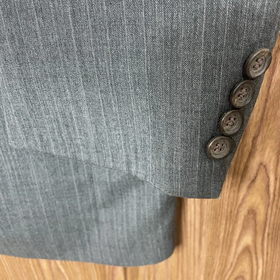 Traje Chaps Ralph Lauren 2 Piezas Para Hombre 38R 34x28 Gris Rayas Lana Hecho en EE. UU. Foto 4 de 4