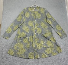 Comfy USA Tunic Dress Size M Green Gray Abstract Print Lagenlook Coastal Boho