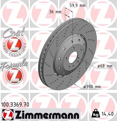 Zimmermann 100.3369.70 Brake Disc for Audi