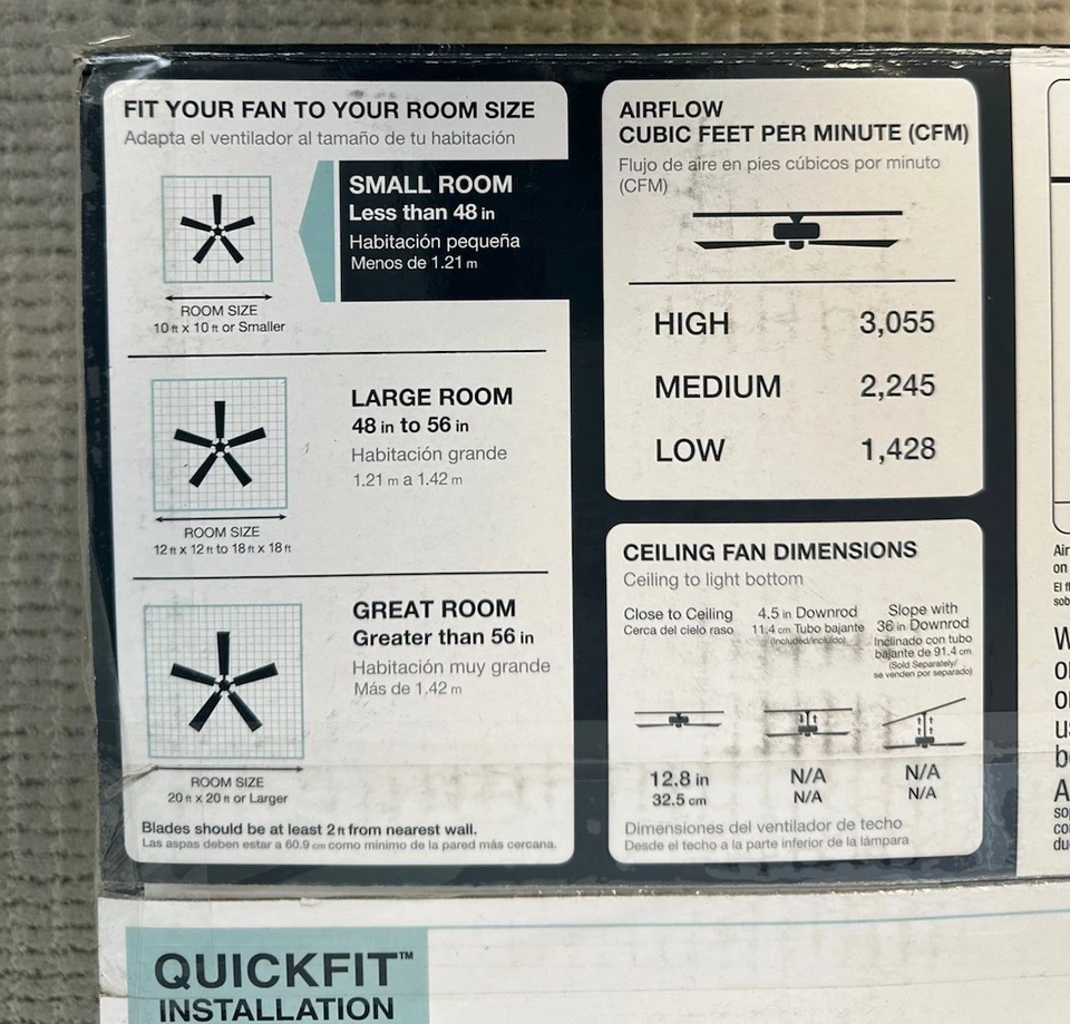 Hampton Bay Hawkins III 44 in. Indoor Brushed Nickel Flush Mount Ceiling Fan New - Image 3 of 4