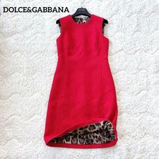 Dolce&Gabbana Dress Sleeveless Red Leopard Print Size 38 Length 93cm