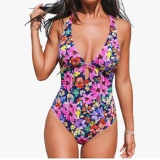 NWT Cupshe Bright Floral One Piece Swimsuit Size XS
