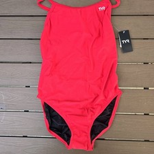 TYR Tyreeco Nylon Women's Solid Red Diamondfit One Piece Swimsuit Sz 40 New