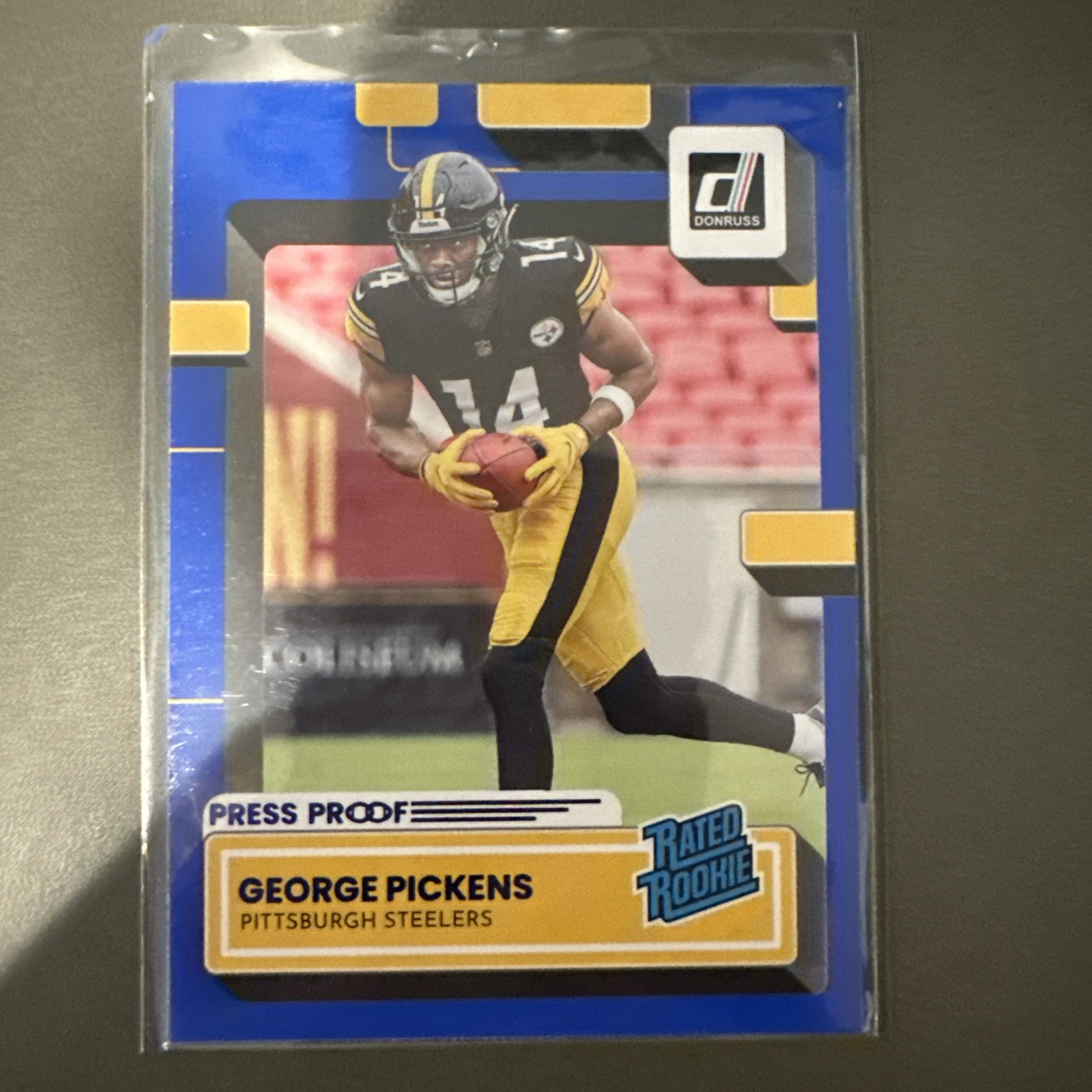 2022 Panini Donruss Rated Rookie George Pickens #323 Press Proof Blue (RC)