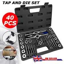 Tap and Die Set 40Pcs Metric M3-M12 Bearing Steel Threading Tool Kit NC/NF/NPT