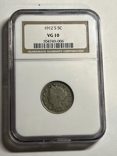 1912-S Liberty V NICKEL NGC VG10 Nice Original Key Date