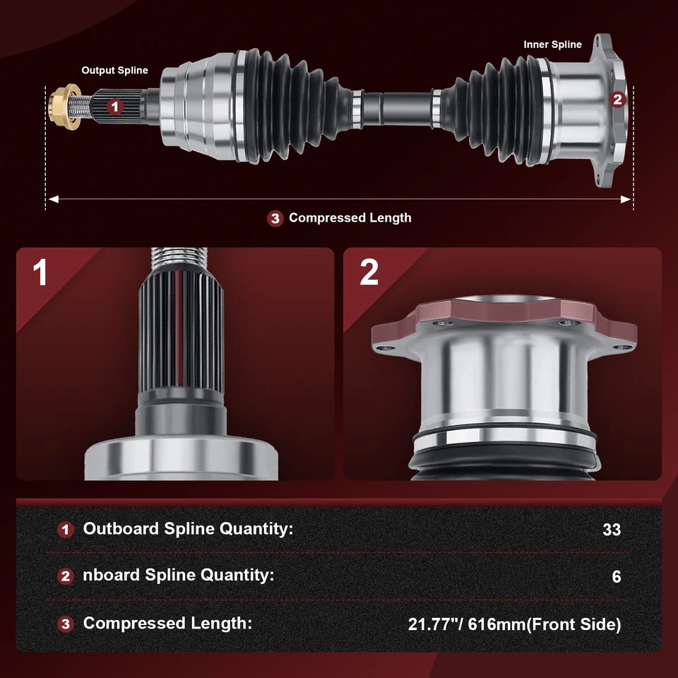 Eje delantero CV para 01-06 Chevy Silverado GMC Sierra 1500HD 2500HD 3500 4x4 Foto 3 de 4