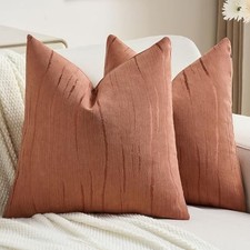 Chenille Decorative Throw Pillow Covers 18x18 Inch 18" x 18" Pack of 2 Rust