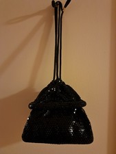 Vintage Lumured Sequin Drawstring Black Purse