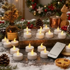 24 Pack Flickering Flameless LED Tea Light Candles Battery Operated with Remote
