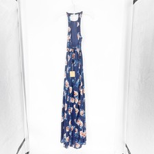 Boutique Backless Halter Navy Floral Maxi Dress Size Small