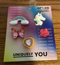 Crocs Jibbitz Girls Rule 5 Pack Uniquely You Shoe Charms Unicorn Rainbow New