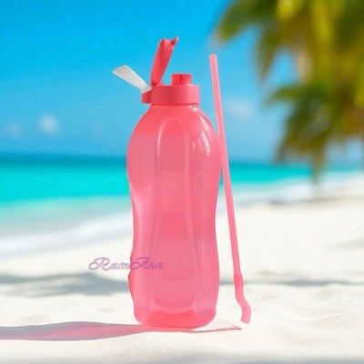 TUPPERWARE EcoEasy Trinkflasche 2L pink +Griff to go Schule Arbeit mit Strohhalm