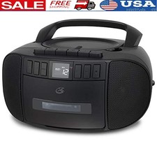 Portable Boombox CD Cassette Player AM FM Radio Built-in Speakers Aux Input New