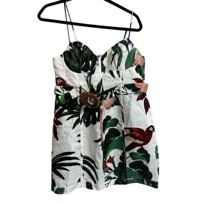Farm Rio Women's Floral Midnight Macaw Fiesta Mini Dress Multicolor Large NWOT