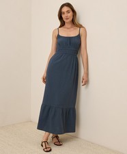Pact Women’s Coastal Double Gauze Cami Maxi Dress Medium French Navy