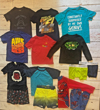 Lot of 14 Boys Clothes Size 4/5 - 6 Shirts 4 Swim Pcs 1 PJ Set 2 Boxer