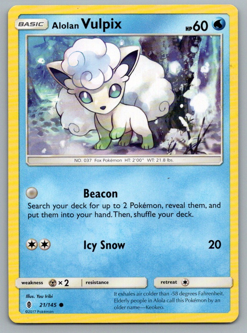 Alolan Vulpix 21/145 Common Guardians Rising Pokemon Lightly Played