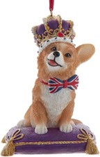 Kurt Adler Queen's Corgi on Pillow Ornament