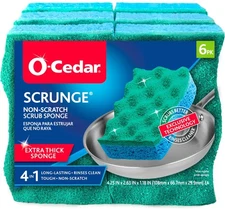 O-Cedar Scrunge Non-Scratch Scrub Sponge (Pack of 6) Multi-Use, All-Purpose, ...