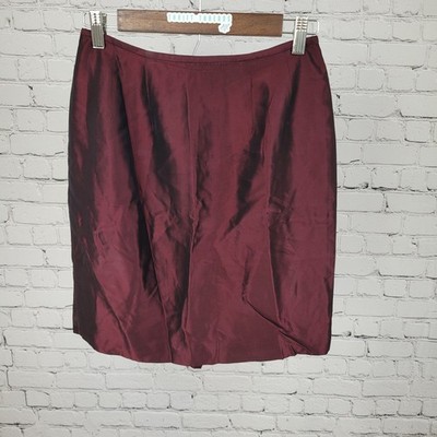 Tahari Dark Red Back Slit Lightweight Lined Straight Pencil Skirt Size 8 (25x19)