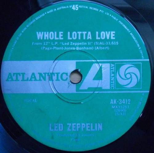 Led Zeppelin ORIG OZ 45 Whole lotta love VG+ '69 Atlantic AK3412 Hard Rock