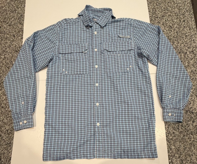 Habitat Shirt men’s Long Sleeve Button Down Vented Fishing Shirt Size M blue