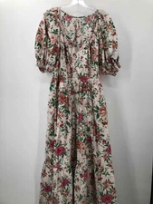 By Anthropologie Pink Size Medium Floral Shift Maxi Short Sleeve Dress