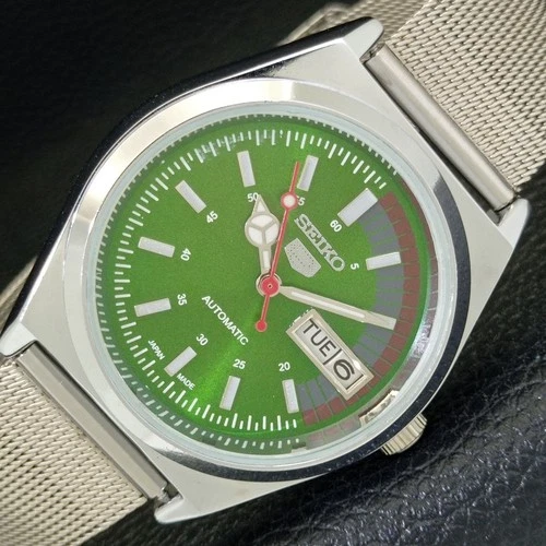 AUTOMATIC VINTAGE REFURBISHED SEIKO 5 6309A JAPAN MENS GREEN WATCH a440906-1