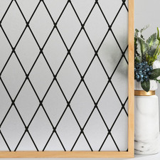 Frosted Black Lattice Window Film 17.7x78.7 Inches Static Cling Privacy Vinyl