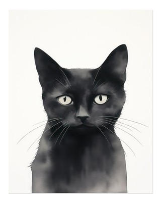 Elegant Wall Art with Black Cat for Minimal Home Decor
