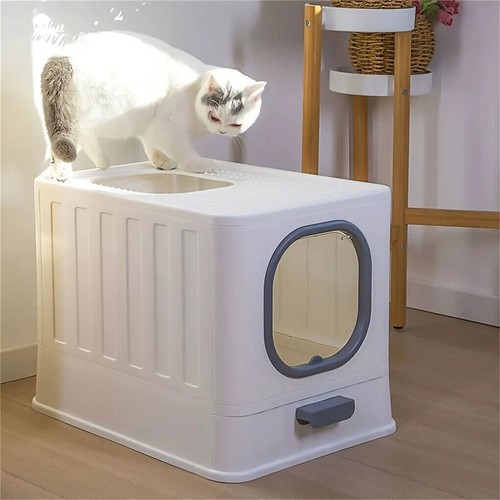 Enclosed Cat Litter Box Large Covered Kitty Litter Box with Lid Anti-Splashing - Picture 4 of 14