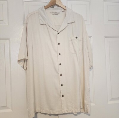Caribbean Silk  Blend Cream Color Collar Button Down Short Sleeve  Size XXL