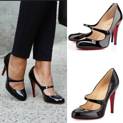 CHRISTIAN LOUBOUTIN Patent Charleen Mary Jane 100mm Black Leather 