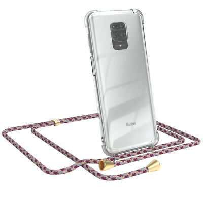 Für Xiaomi Redmi Note 9S / 9 Pro / 9 Pro Max Handyhülle Umhängen Case Kette Rot