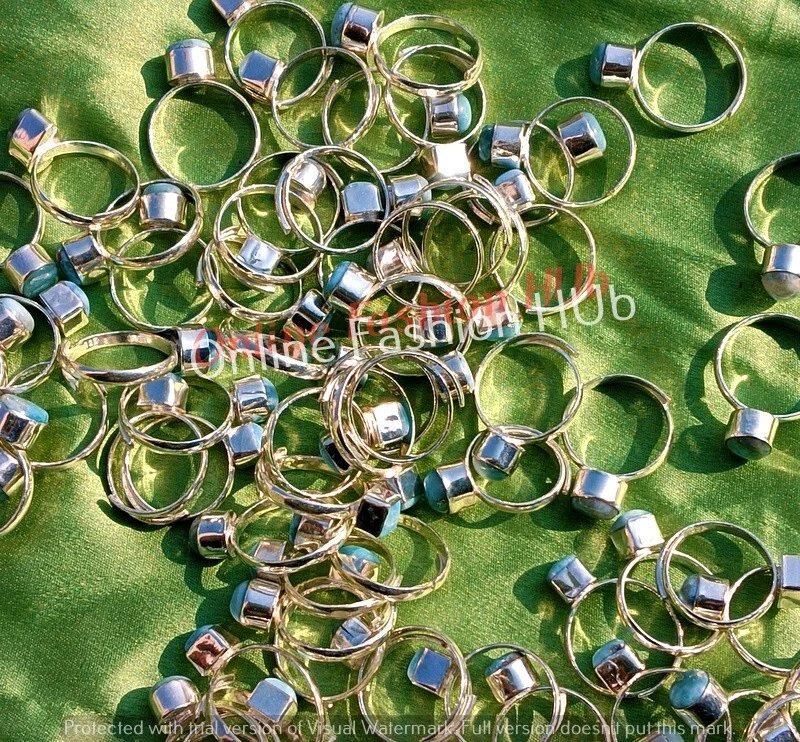 Купить продажи!! Кольцо с драгоценными камнями ларимар 10 шт. оптовый лот ювелирных изделий с серебряным покрытием 925 пробы - Изображение 2 из 4