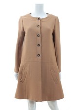 Chloé Wool A-line Collarless Coat / Camel
