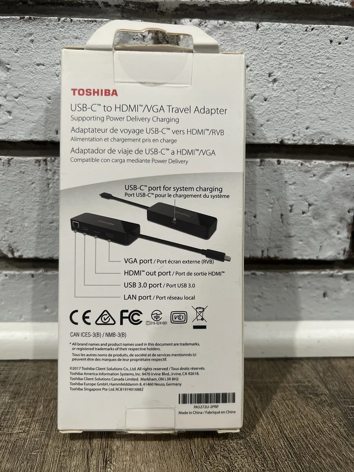 Toshiba Power Delivery Charger - USB-C To HDMI/ VGA Travel Adapter - Image 3 of 4